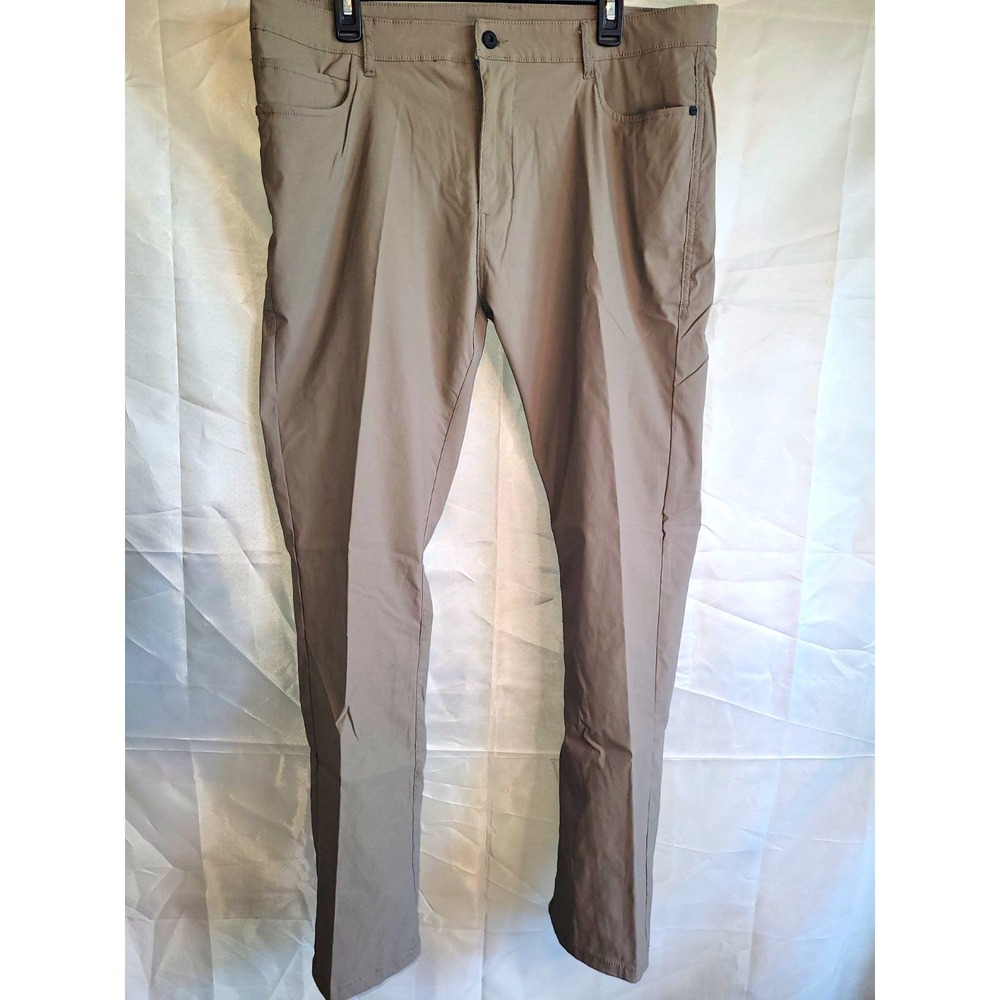 Kenneth Cole New York Men's Beige Stretch Pants 38W Slim Fit Tapered Leg